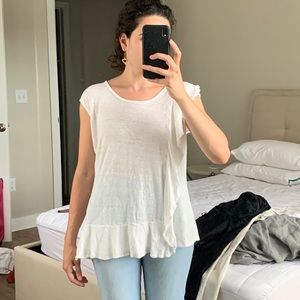 Sundance ruffled white linen top